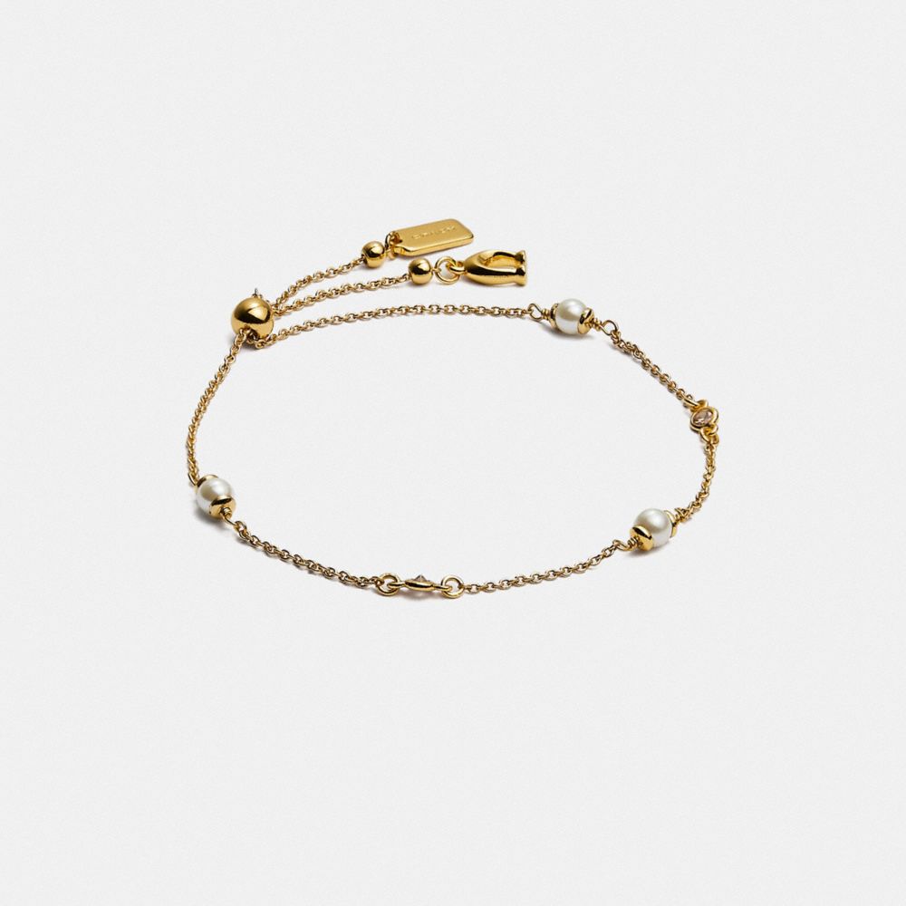 Gold Women Coach Classic Crystal Pearl Slider Bracelets | NZ_CH87468