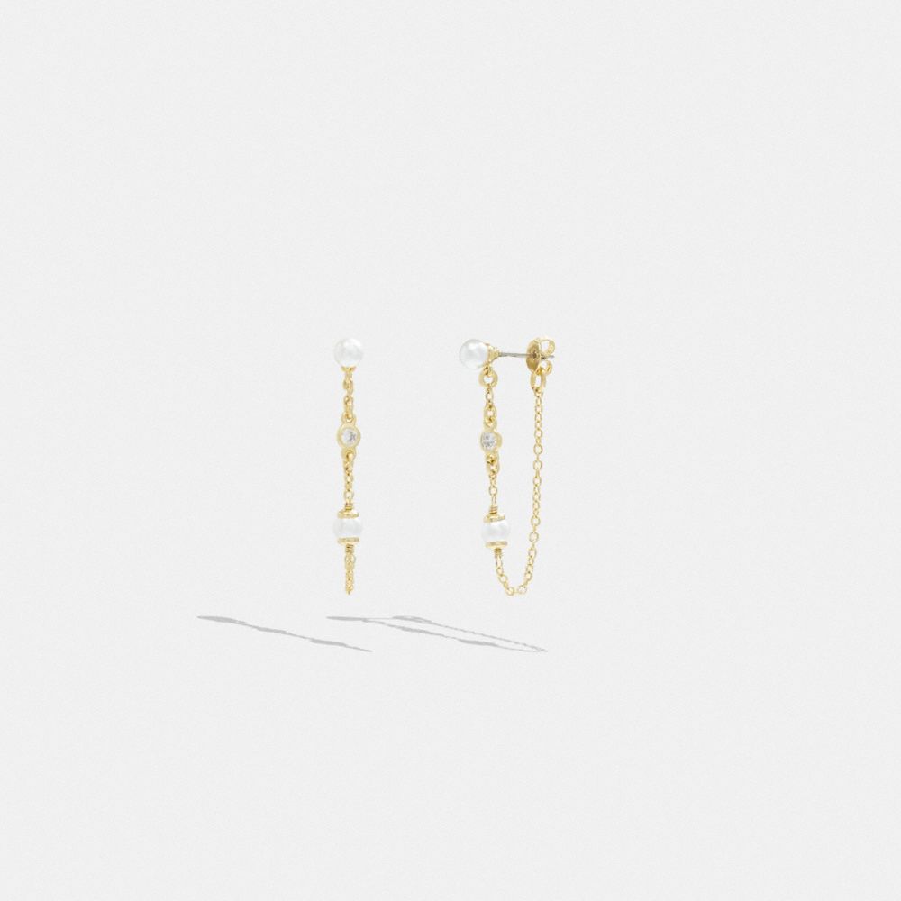 Gold Women Coach Classic Pearl Chain Earrings | NZ_CH65694