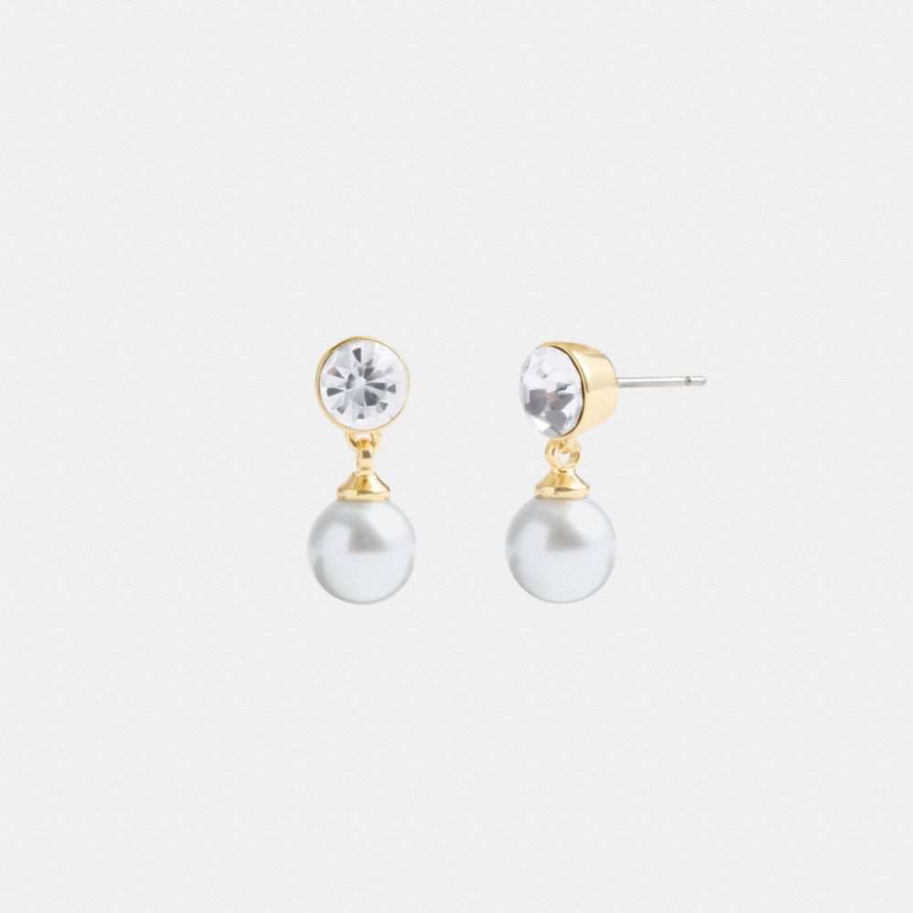 Gold Women Coach Classic Pearl Drop Earrings | NZ_CH44310