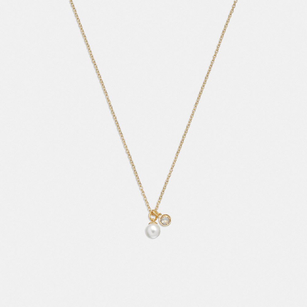 Gold Women Coach Classic Pearl Pendant Necklace | NZ_CH69327