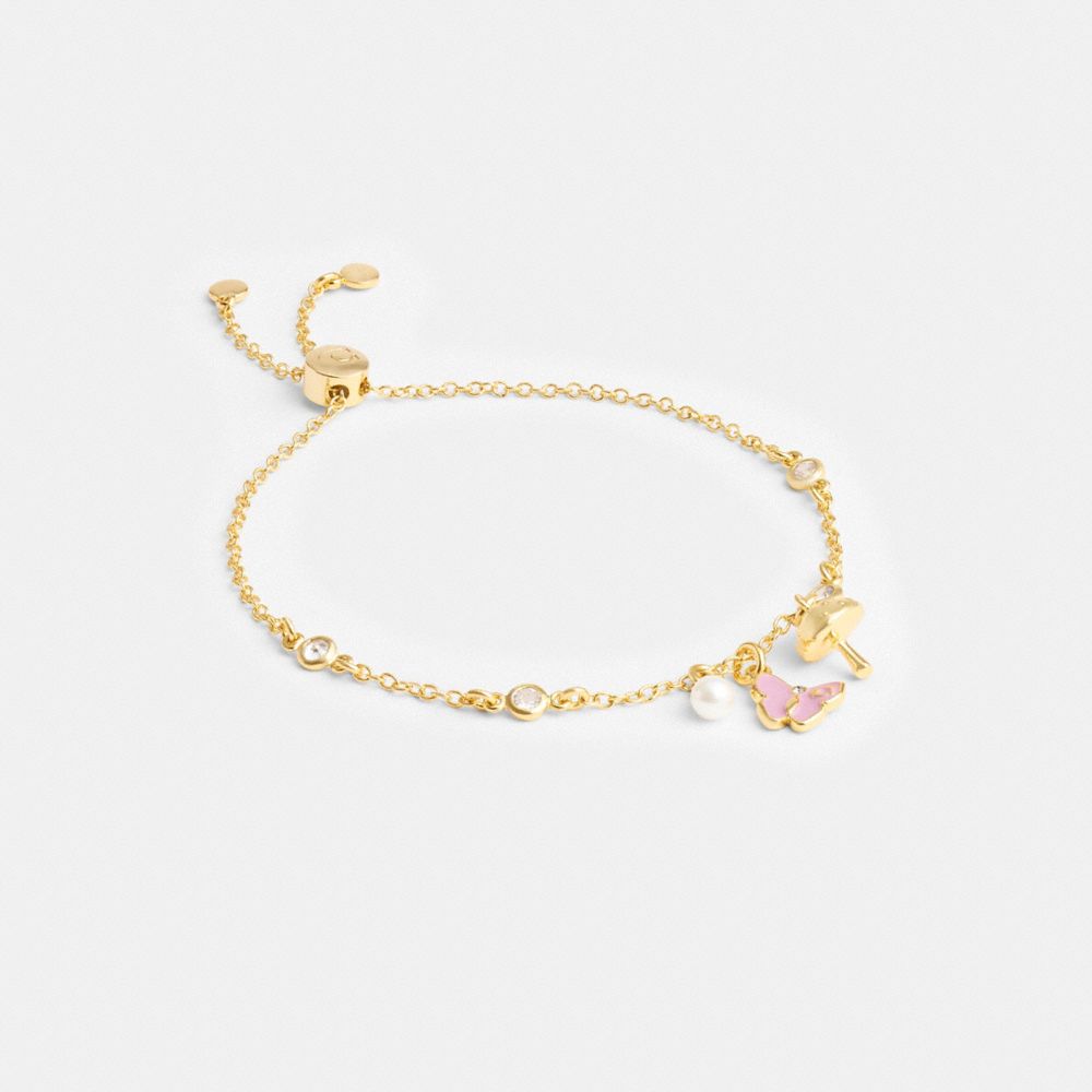 Gold Women Coach Garden Charms Slider Bracelets | NZ_CH69527