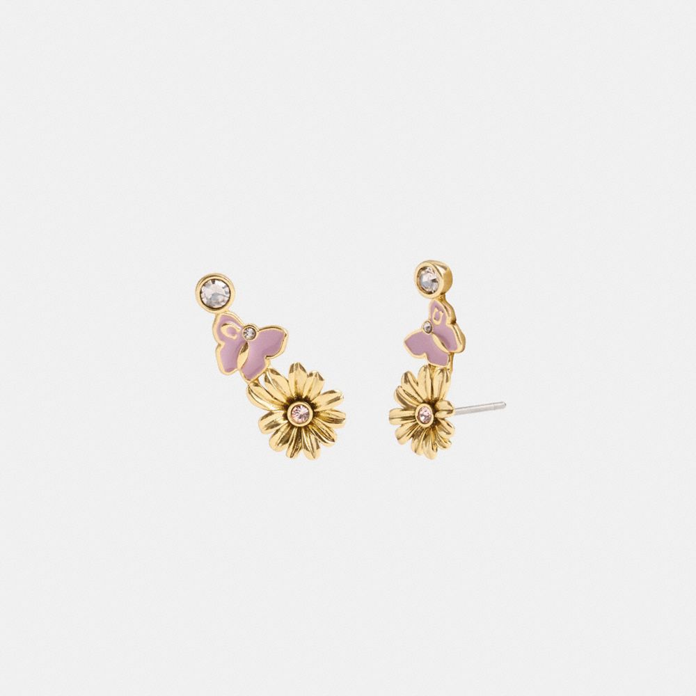 Gold Women Coach Garden Charms Stud Earrings | NZ_CH15324