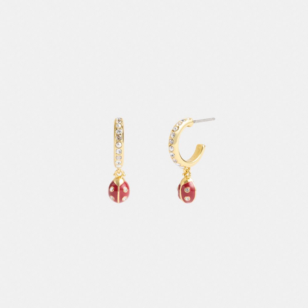 Gold Women Coach Garden Ladybug Drop Earrings | NZ_CH68932