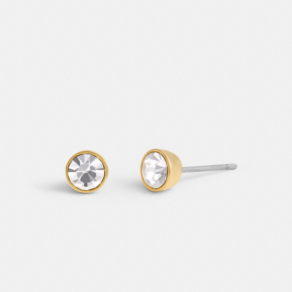 Gold Women Coach Halo Round Stud Earrings | NZ_CH73894