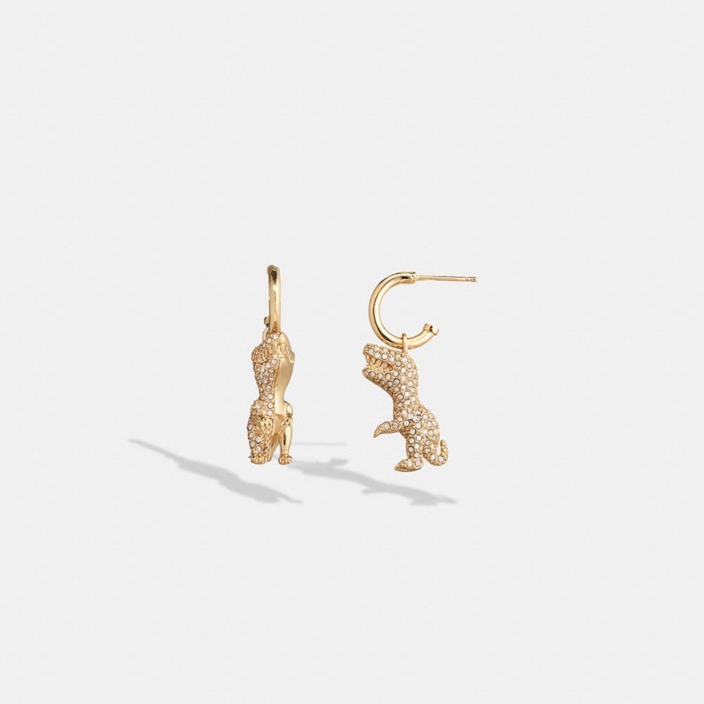 Gold Women Coach Pavé Rexy Huggie Earrings | NZ_CH79566