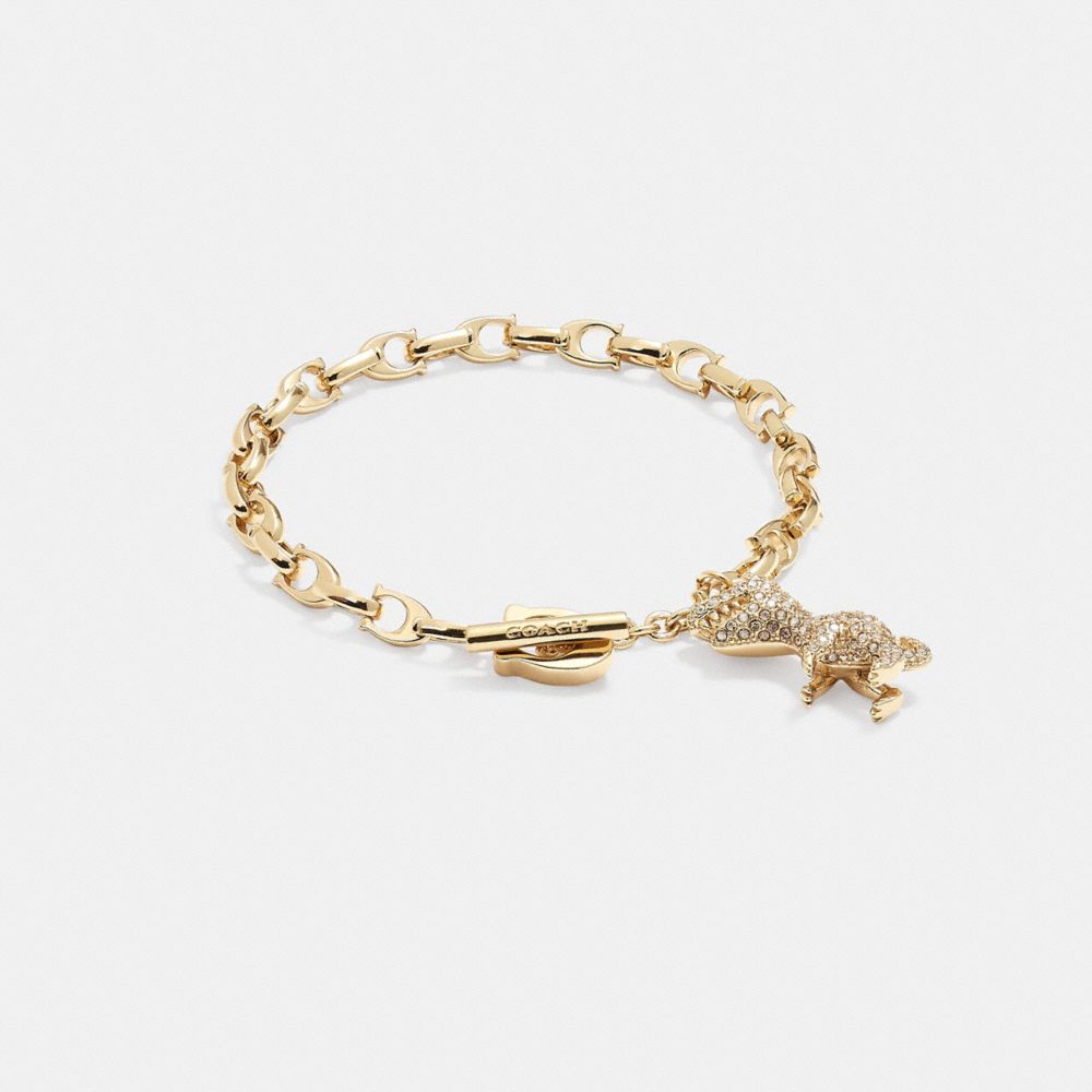 Gold Women Coach Pavé Rexy Signature Chain Bracelets | NZ_CH53451