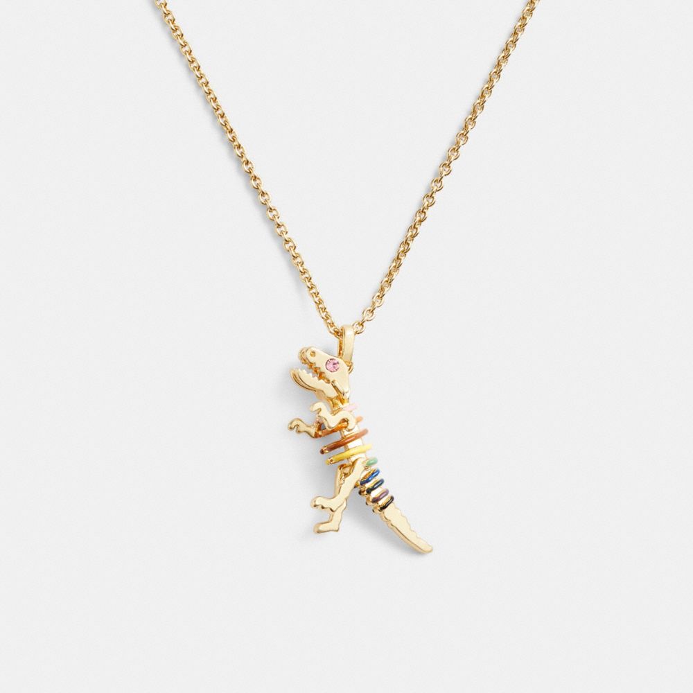 Gold Women Coach Skeletal Rexy Long Pendant Necklace | NZ_CH94686