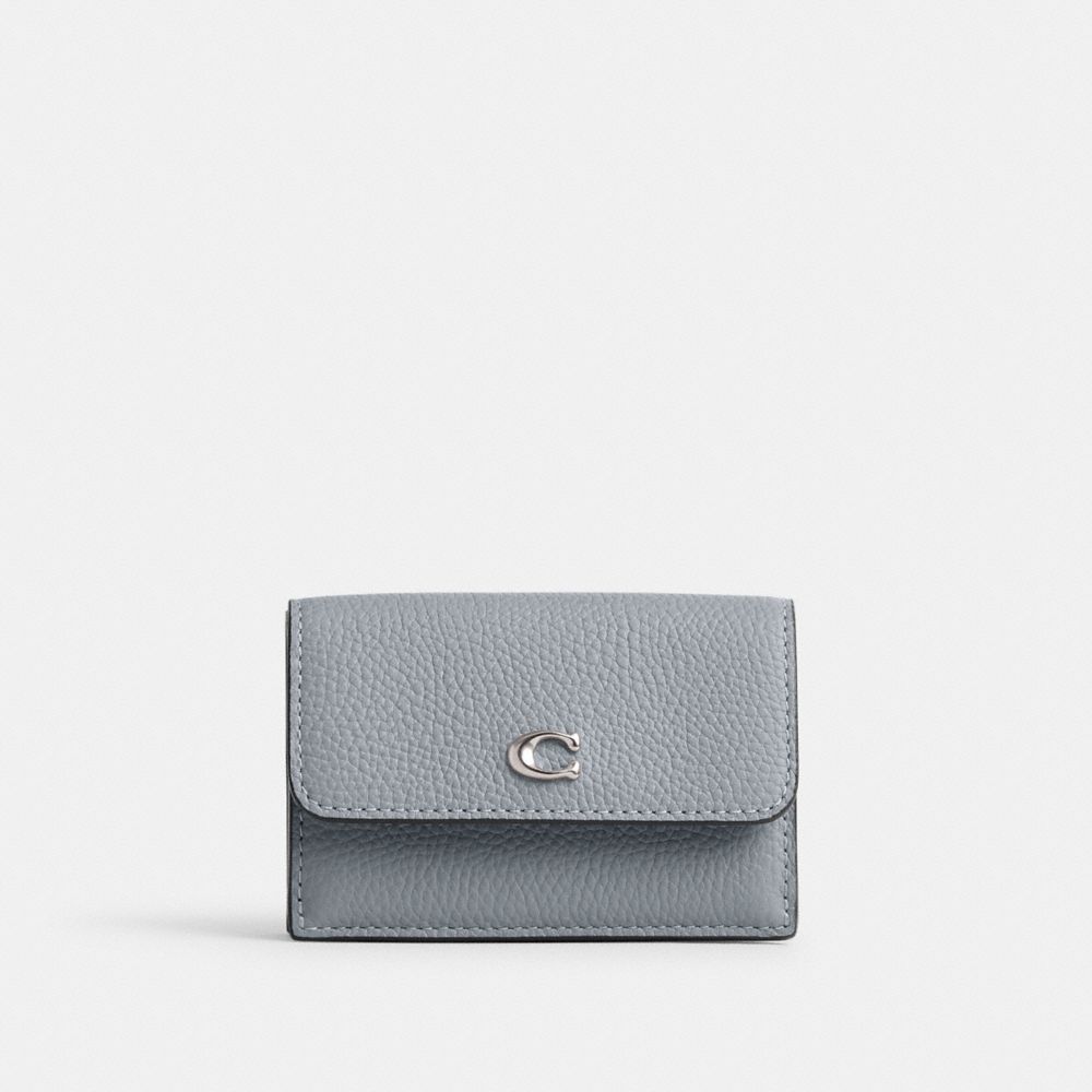 Grey Blue Women Coach Essential Mini Trifold Small Wallets | NZ_CH93466