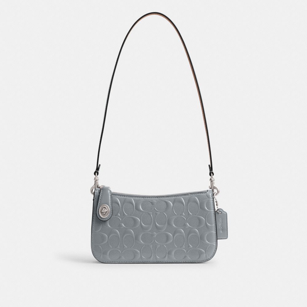 Grey Blue Women Coach Penn In Signature Leather Shoulder Bags | NZ_CH80916