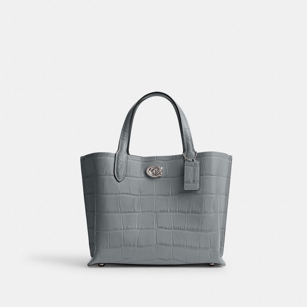 Grey Blue Women Coach Willow 24 Embossed Crocodile Tote Bag | NZ_CH81086