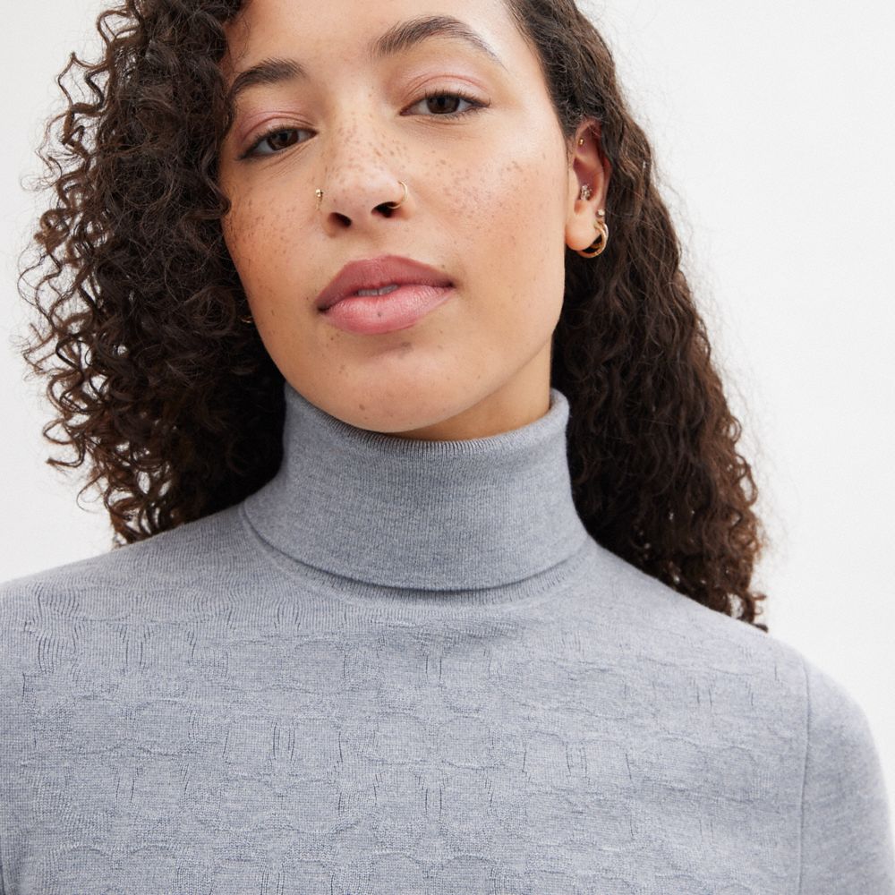 Grey Women Coach Signature Cropped Turtleneck Heather Tops | NZ_CH68761