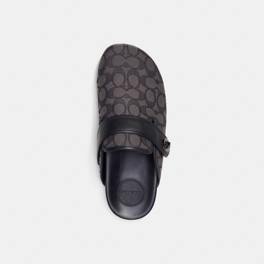 Grey / Black Men Coach Clog In Signature Jacquard Sandals | NZ_CH50023