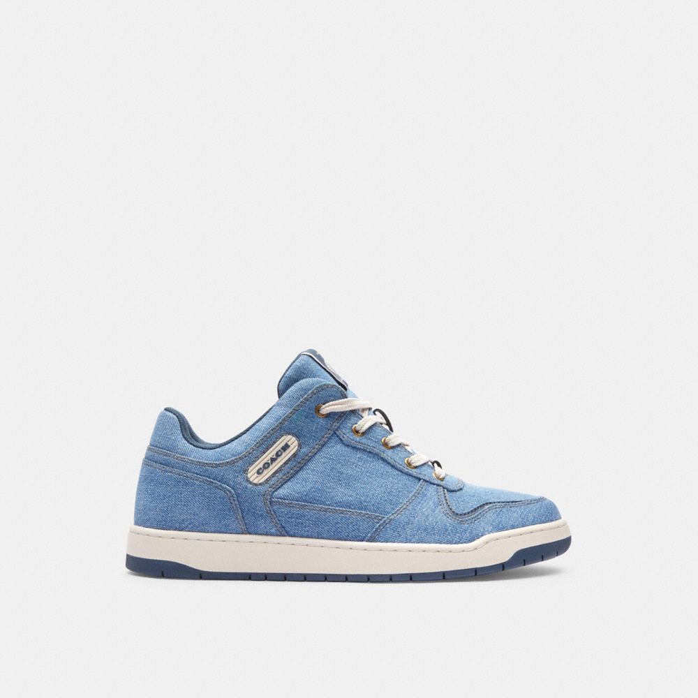 Indigo Blue Men Coach C201 Indigo Denim Sneakers | NZ_CH60340