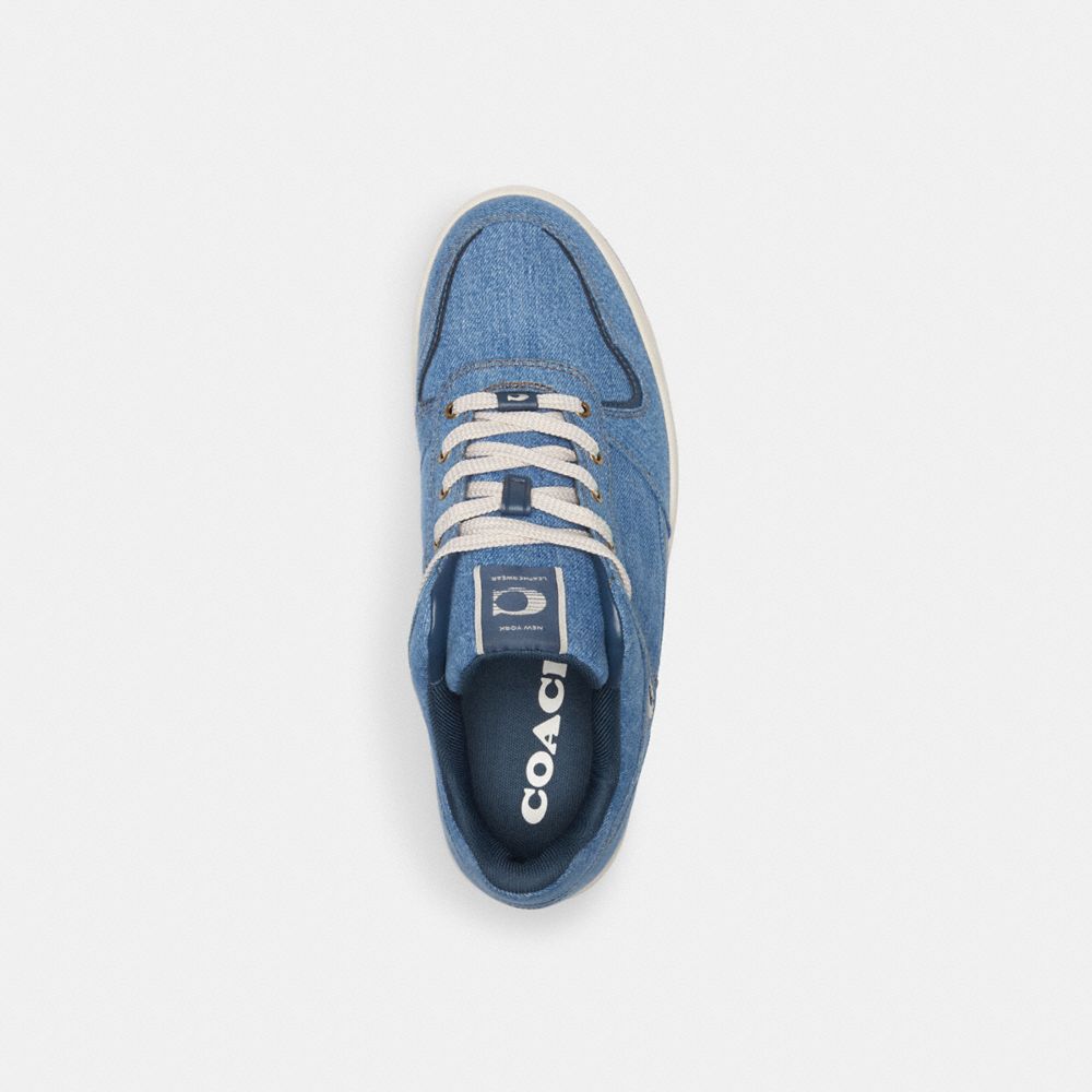 Indigo Blue Men Coach C201 Indigo Denim Sneakers | NZ_CH60340