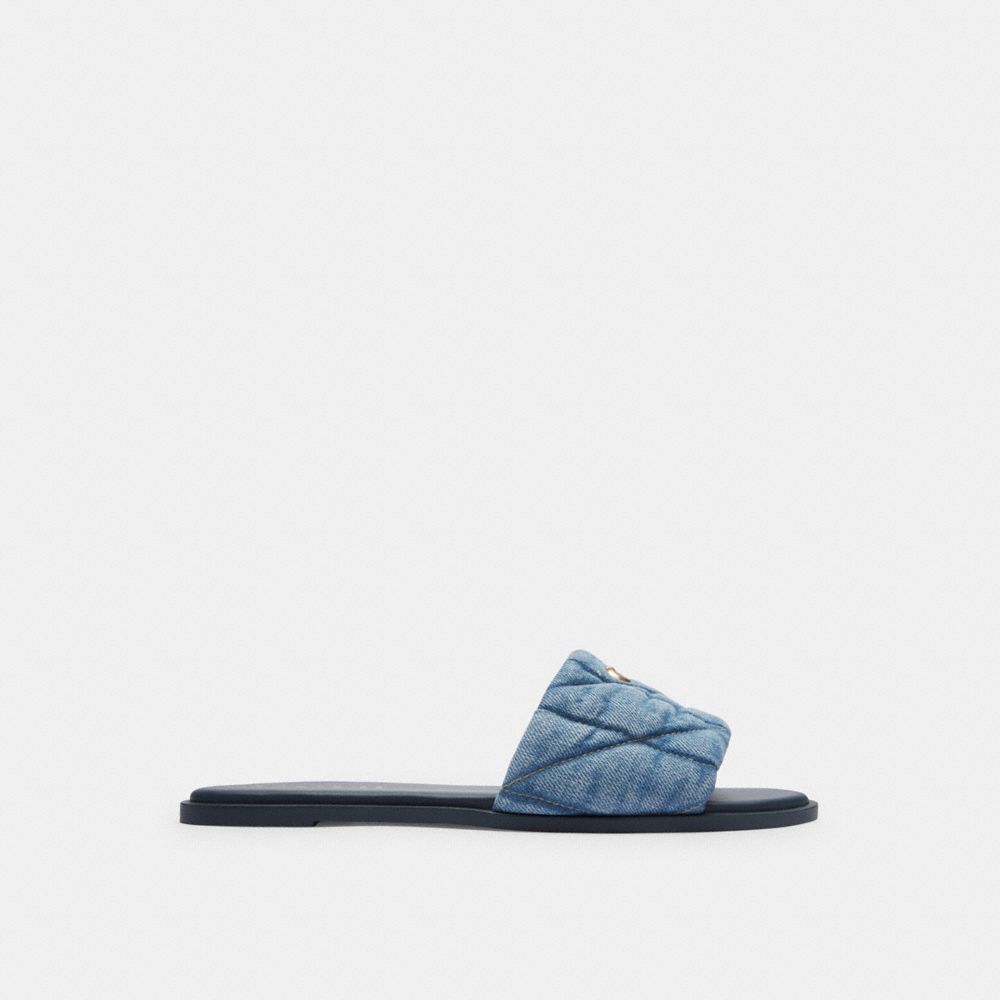 Indigo Blue Women Coach Holly With Quilting Indigo Denim Sandals | NZ_CH99582