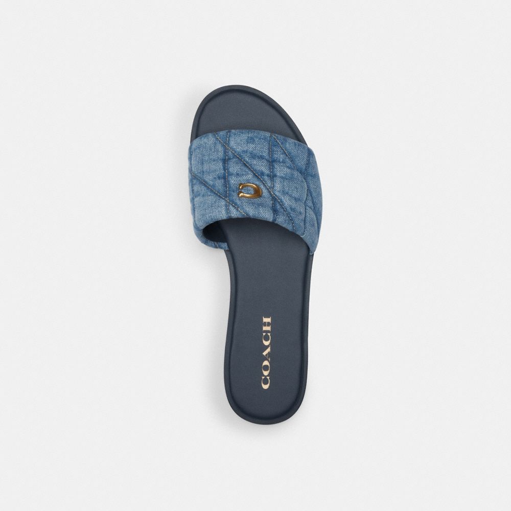 Indigo Blue Women Coach Holly With Quilting Indigo Denim Sandals | NZ_CH99582