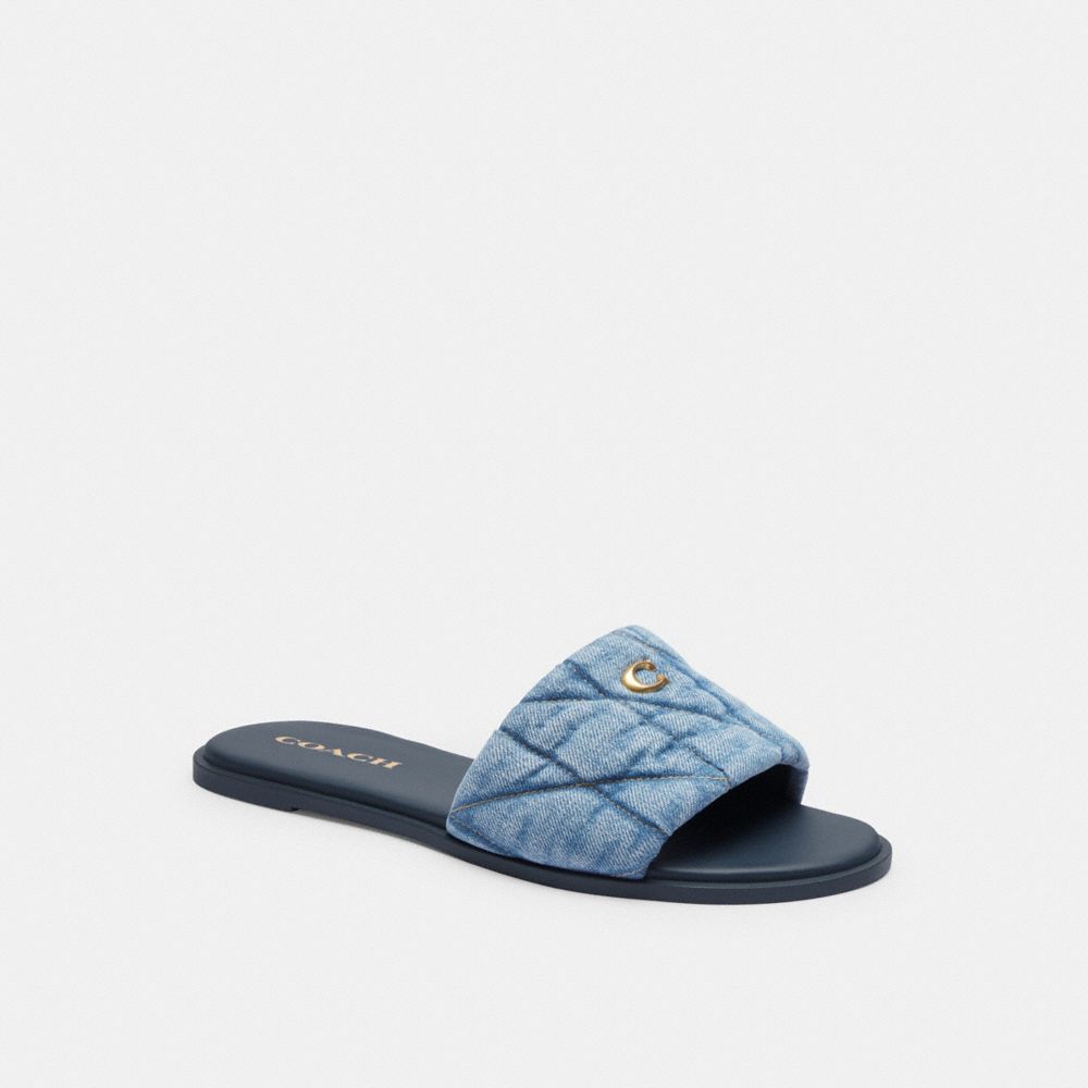 Indigo Blue Women Coach Holly With Quilting Indigo Denim Sandals | NZ_CH99582