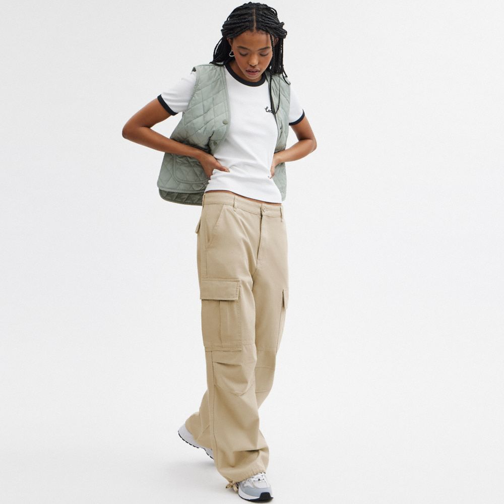 Khaki Men Coach Cargo Pants | NZ_CH75104