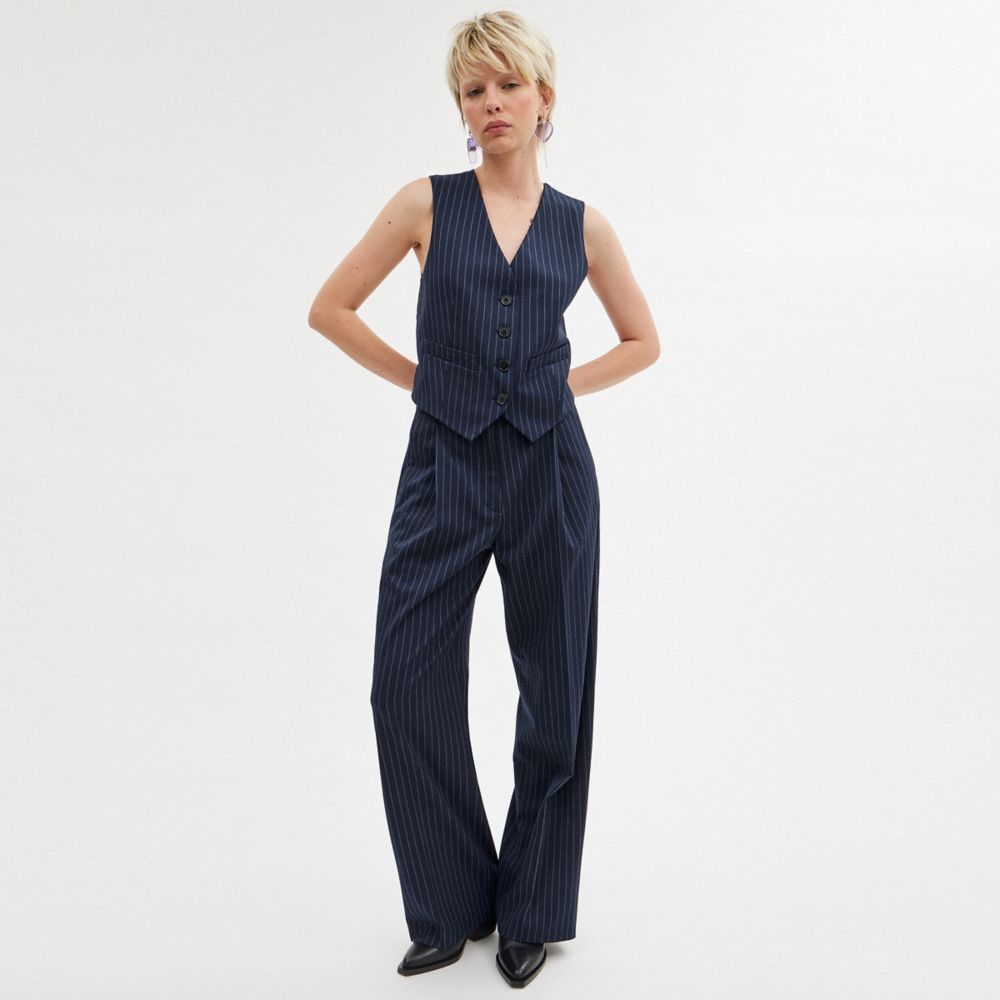 Navy Women Coach Wide Leg Trousers | NZ_CH60946