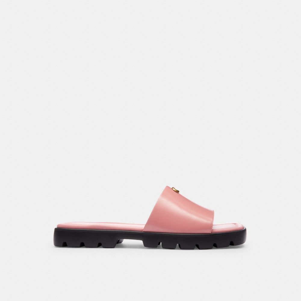 Pink Women Coach Florence Leather Sandals | NZ_CH12440