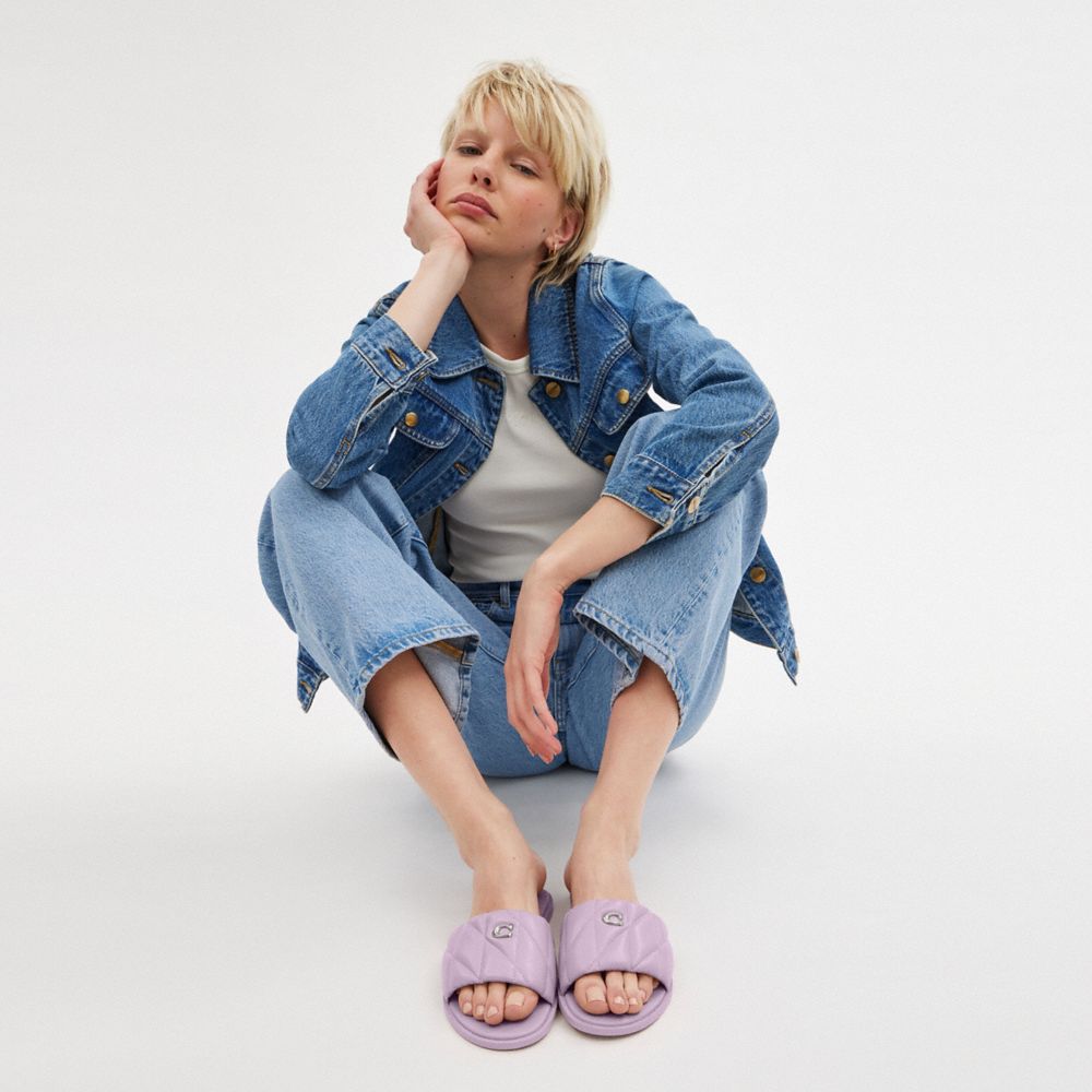 Purple Women Coach Holly With Quilting Soft Sandals | NZ_CH53259