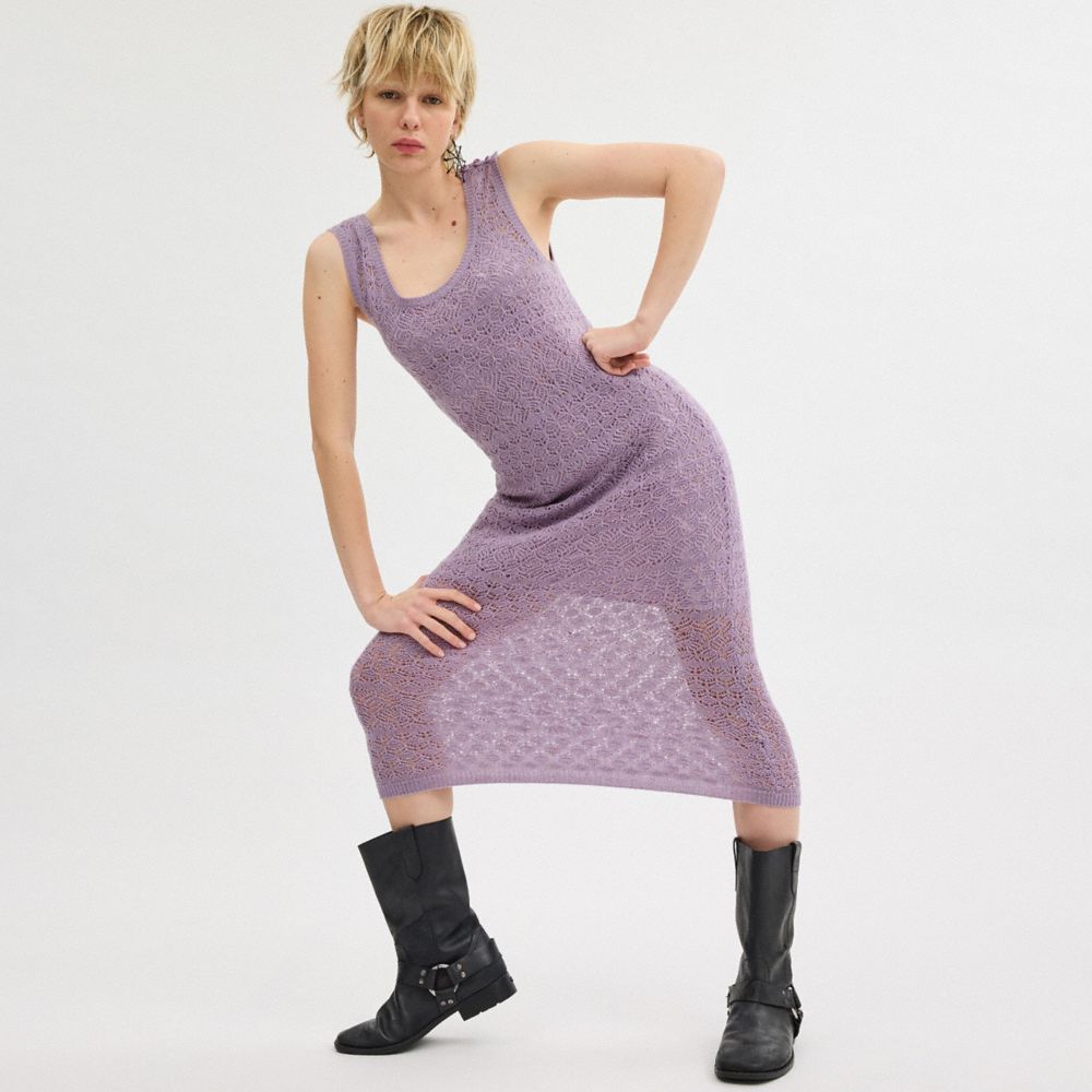 Purple Women Coach Lace Knit Dress | NZ_CH98105