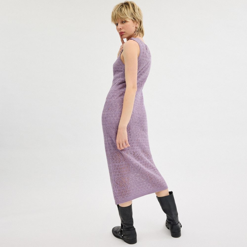 Purple Women Coach Lace Knit Dress | NZ_CH98105