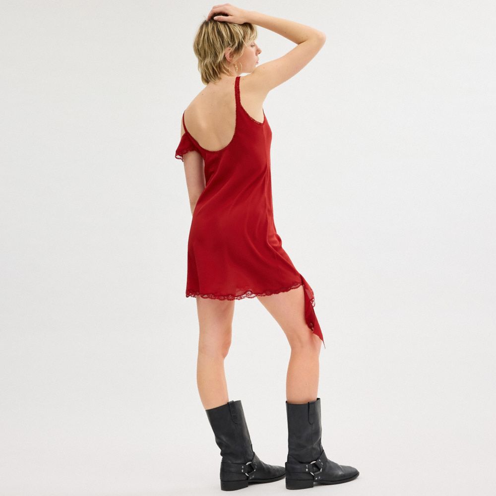 Red Women Coach Mini Ruffle Dress | NZ_CH18751