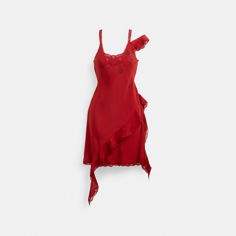 Red Women Coach Mini Ruffle Dress | NZ_CH18751