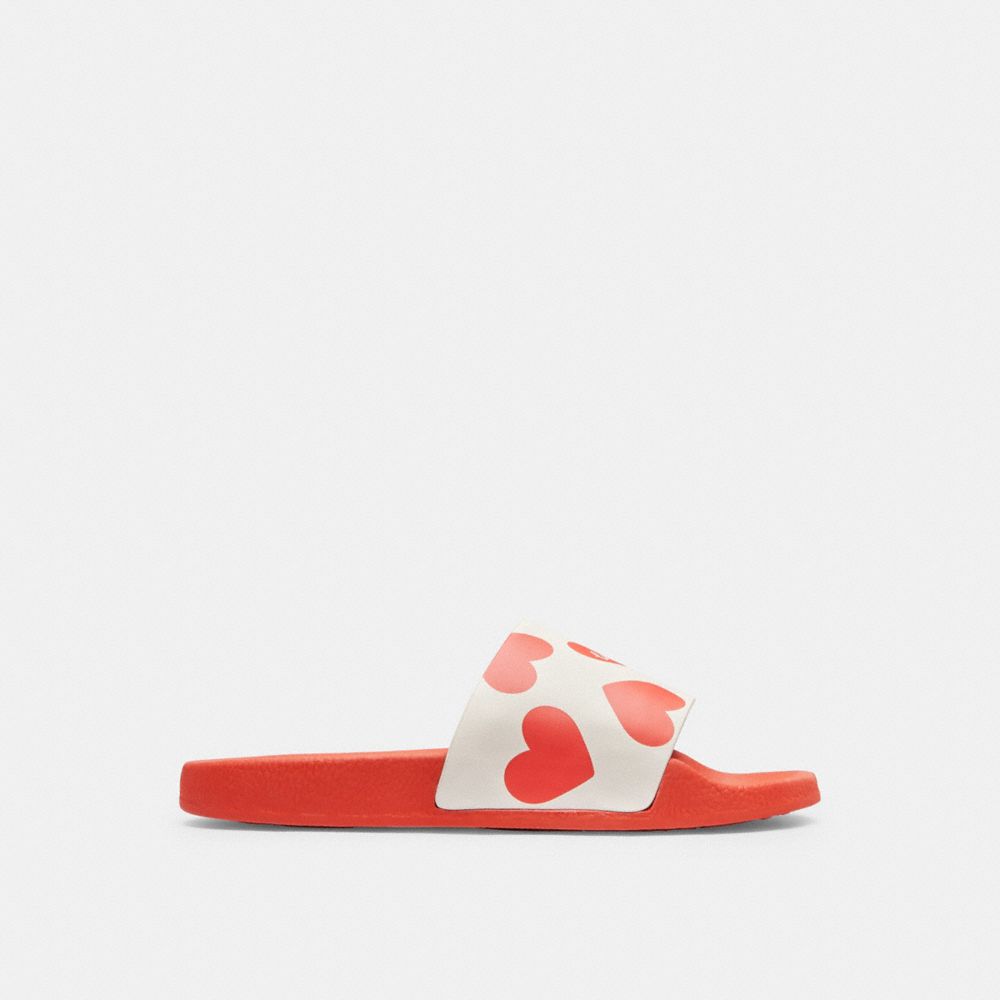 Red Women Coach Udele Sport With Valentine's Print Rubber Sandals | NZ_CH40309