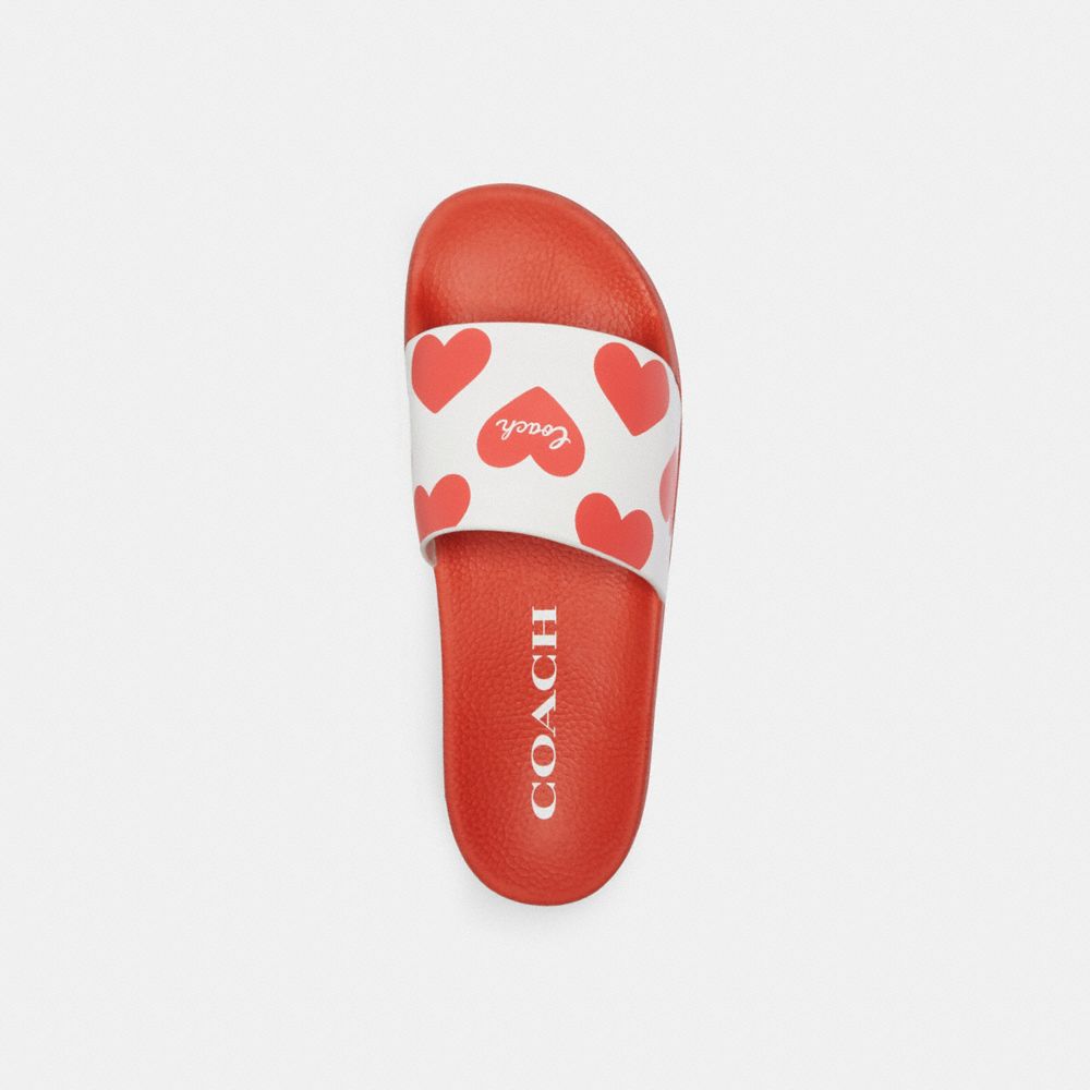 Red Women Coach Udele Sport With Valentine's Print Rubber Sandals | NZ_CH40309