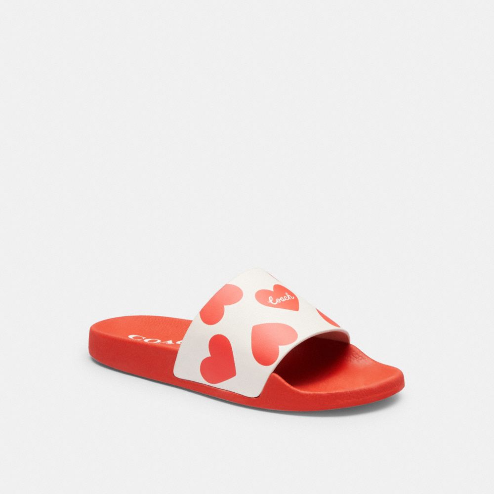 Red Women Coach Udele Sport With Valentine\'s Print Rubber Sandals | NZ_CH40309