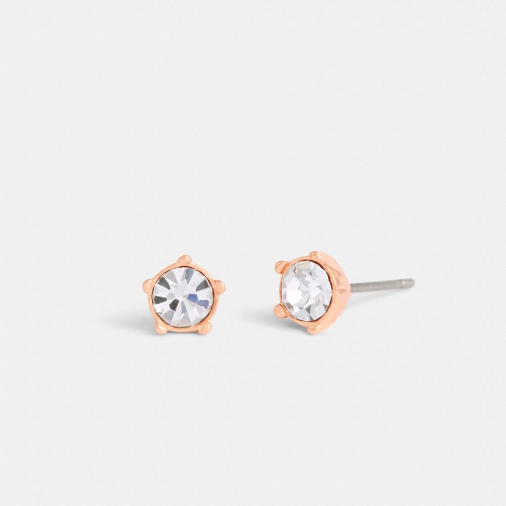 Rose Gold Women Coach Halo Tea Stud Earrings | NZ_CH63571