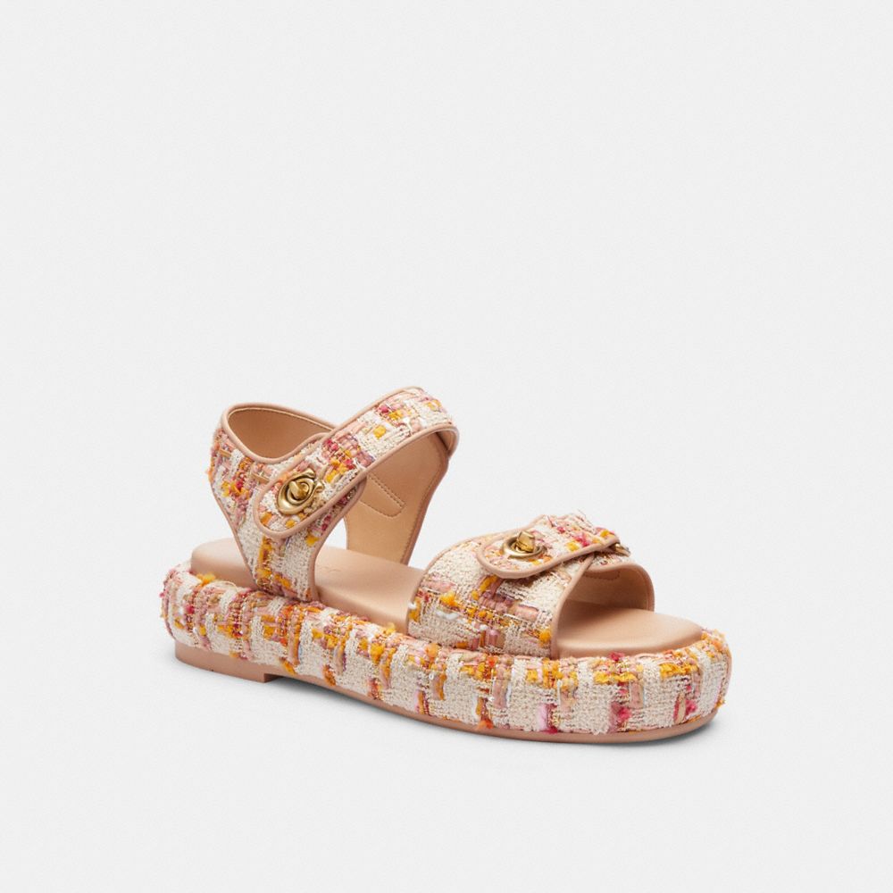 Rose Women Coach Peyton Leather Sandals | NZ_CH12831