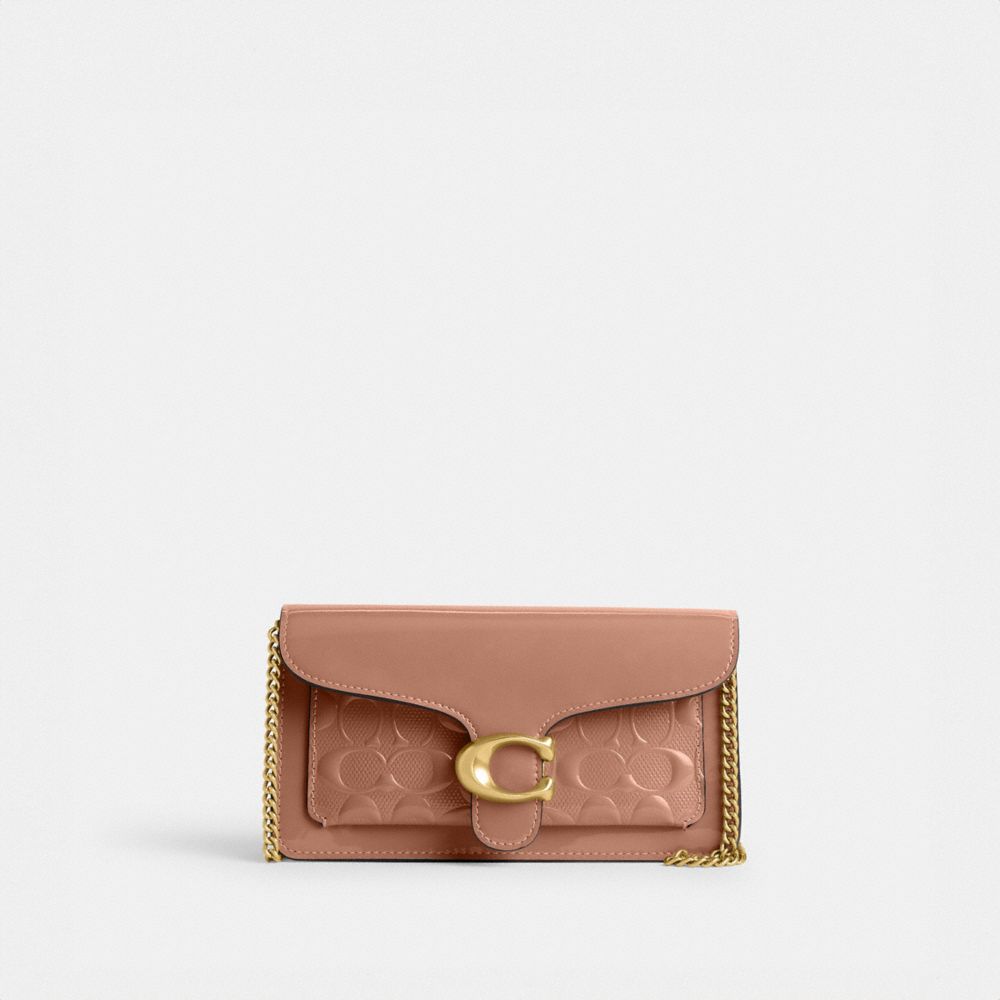 Rose Women Coach Tabby Chain In Signature Leather Patent Leather Crossbody Bags | NZ_CH84948