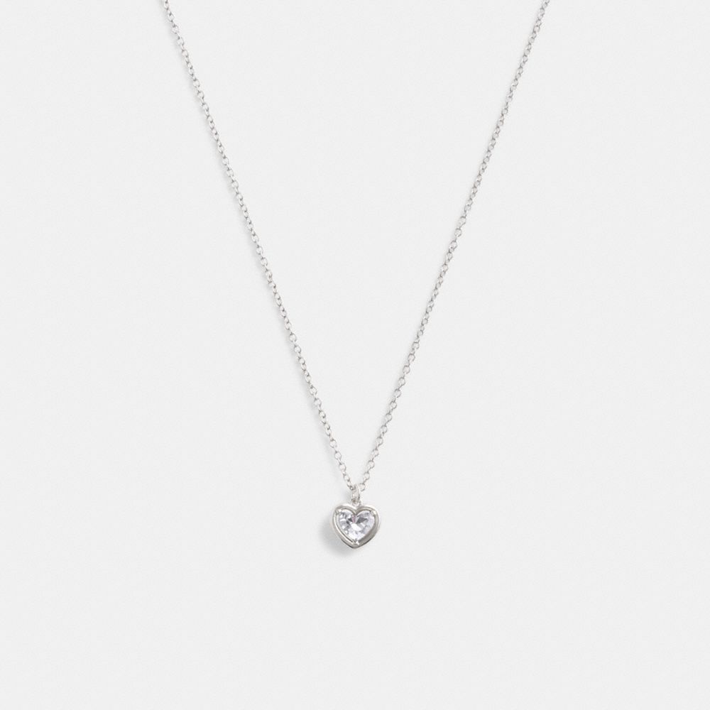 Silver Women Coach Halo Heart Pendant Necklace | NZ_CH60241