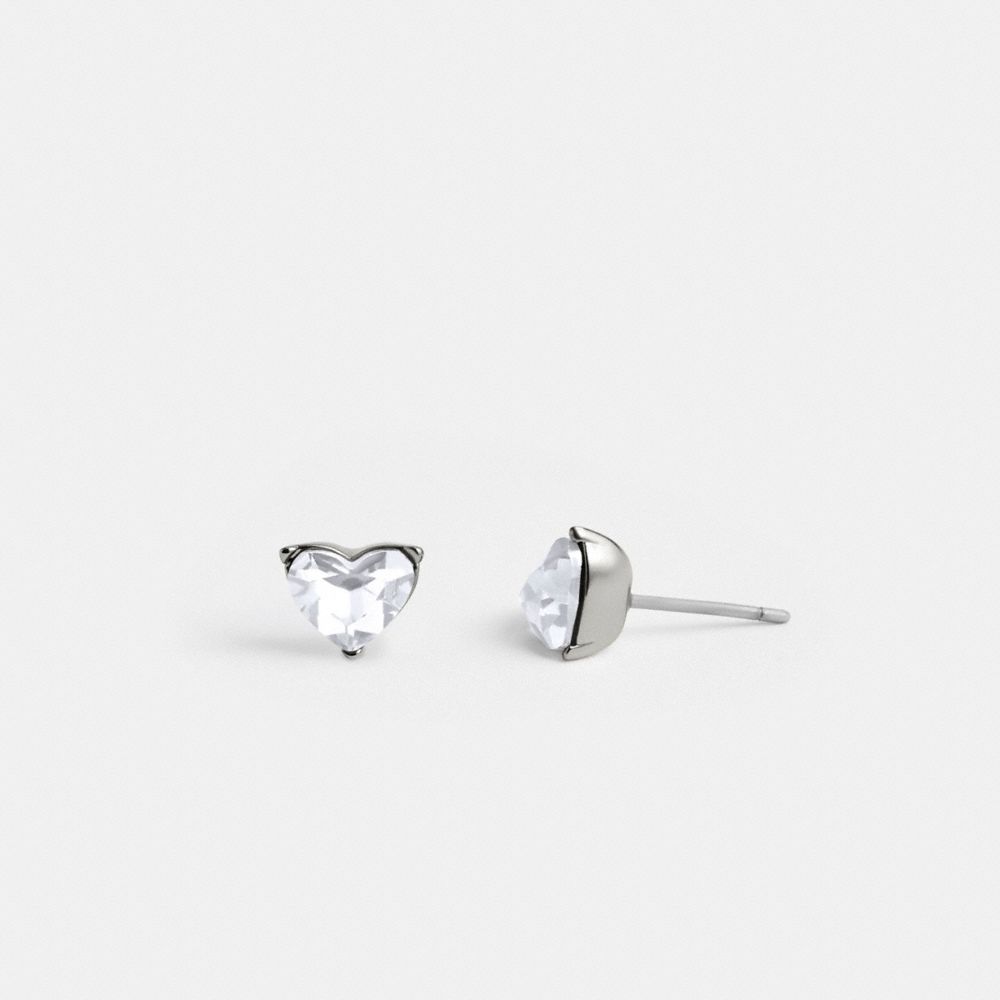 Silver Women Coach Halo Heart Stud Earrings | NZ_CH10833