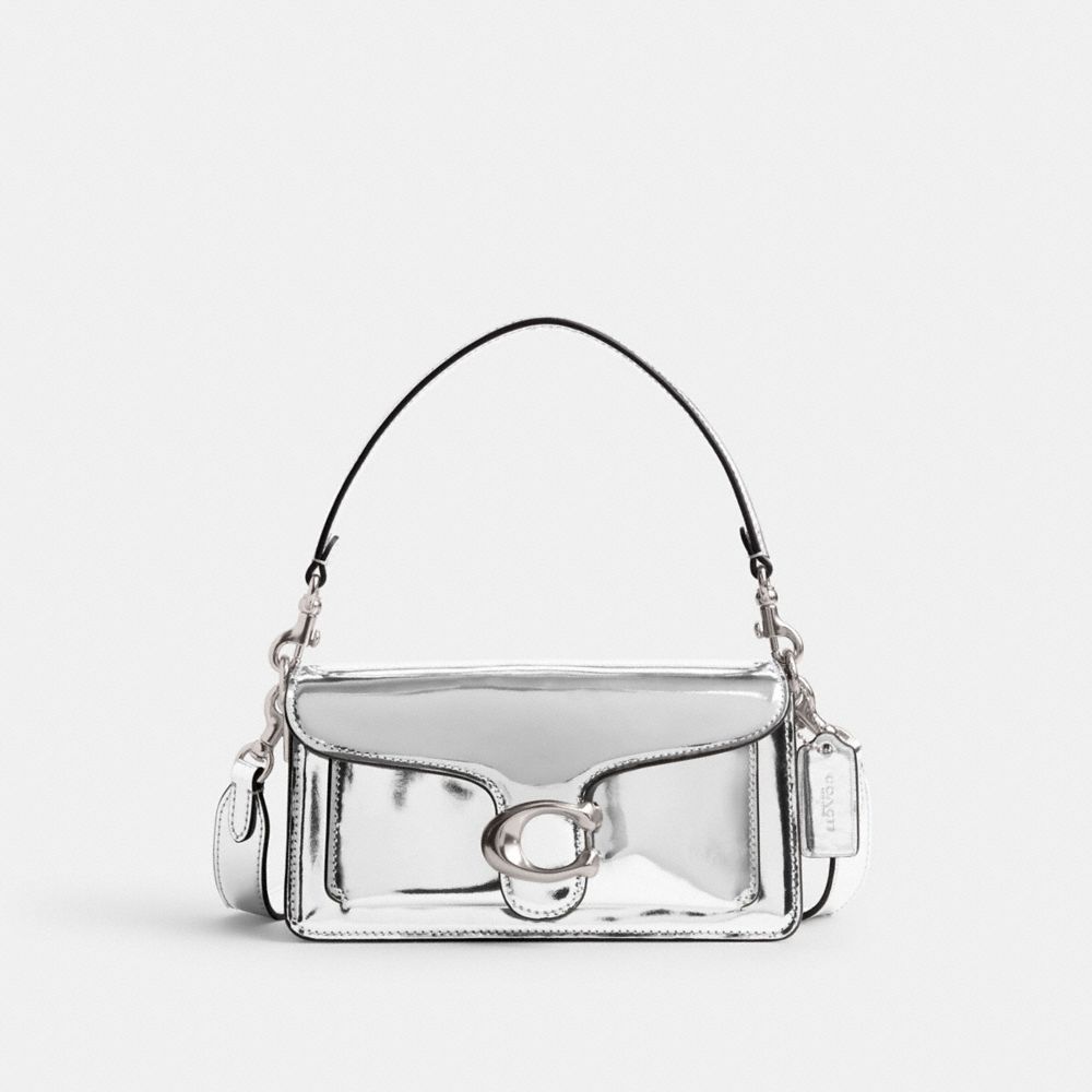 Silver Women Coach Tabby 20 In Metallic Metallic Leather Shoulder Bags | NZ_CH85336