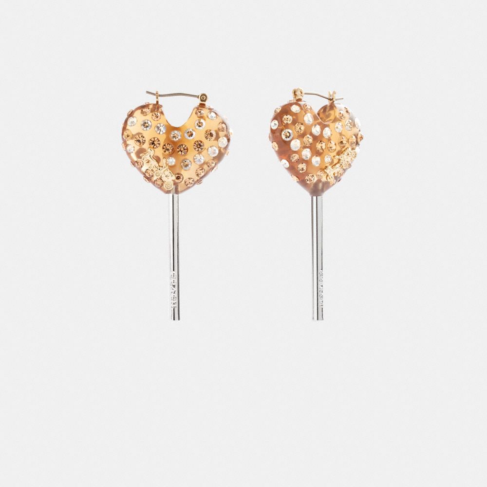 Silver / Gold Women Coach Heart Lollipop Earrings | NZ_CH81208