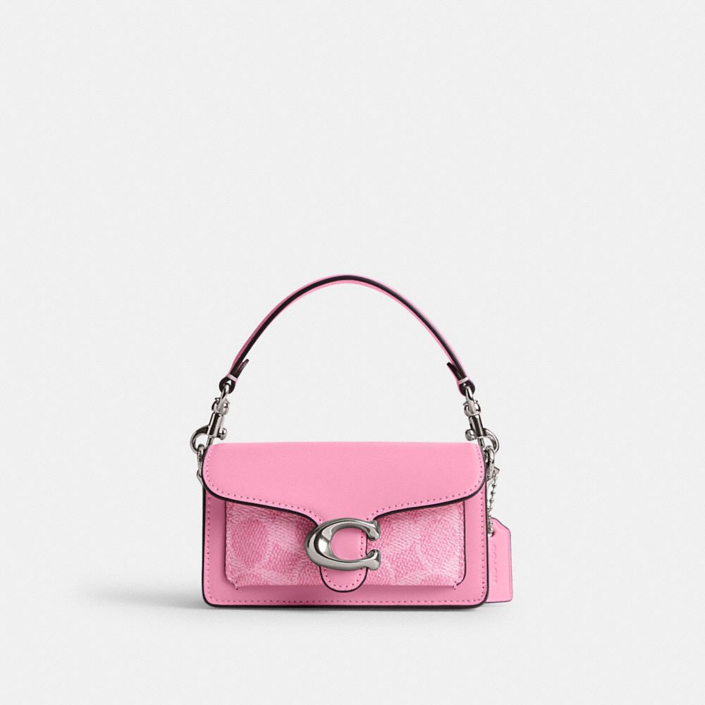 Silver / Pink Women Coach Tabby 12 In Signature Crossbody Bags | NZ_CH38323