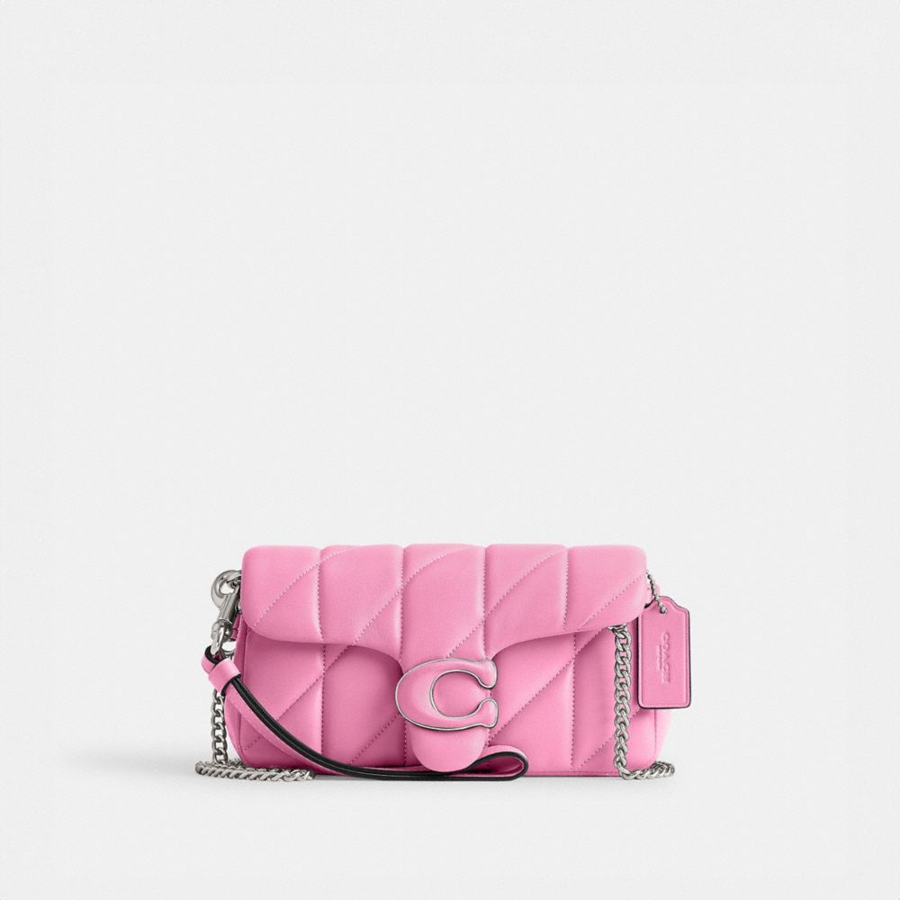 Silver / Pink Women Coach Tabby Wristlet With Pillow Quilting Crossbody Bags | NZ_CH57057