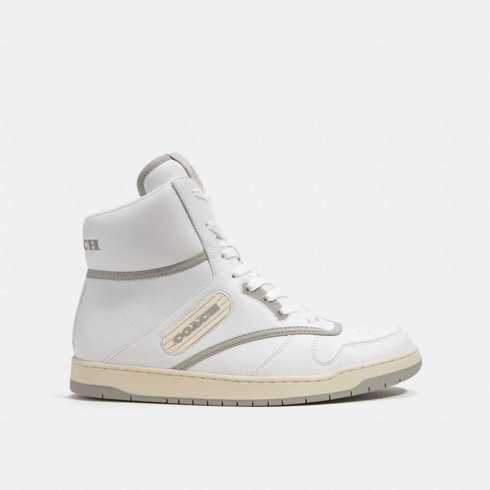 White Men Coach C202 High Top Optic Sneakers | NZ_CH38951