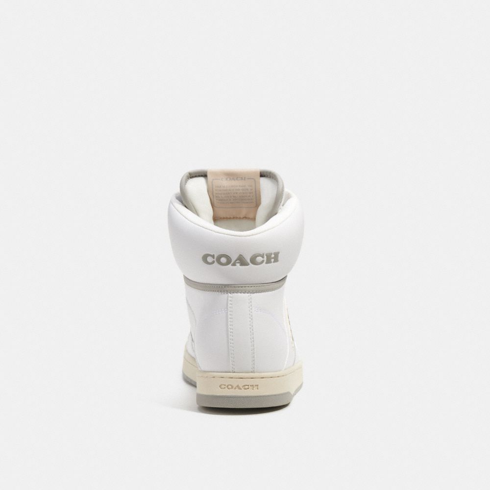 White Men Coach C202 High Top Optic Sneakers | NZ_CH38951