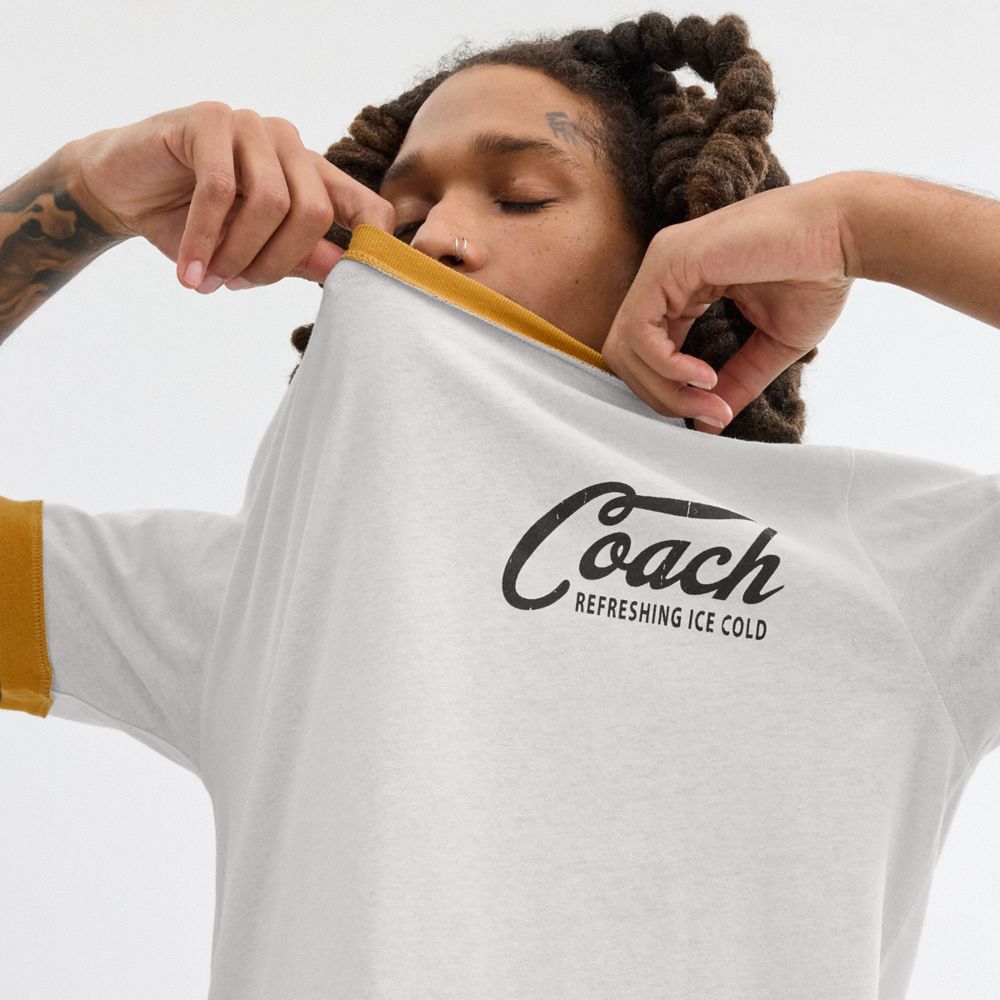 White Men Coach Ringer T Shirts | NZ_CH14210