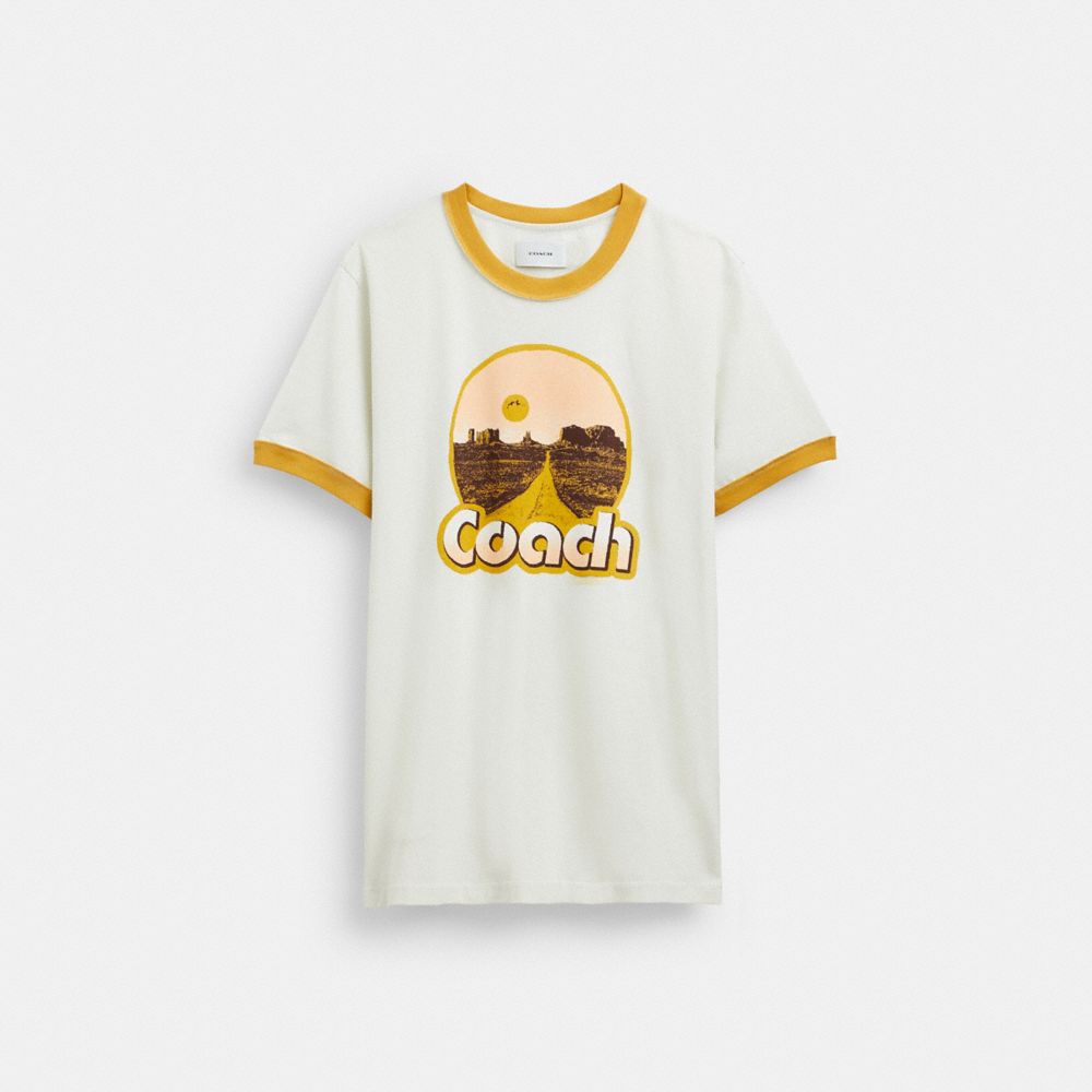 White Men Coach Roadside Ringer T Shirts | NZ_CH45719