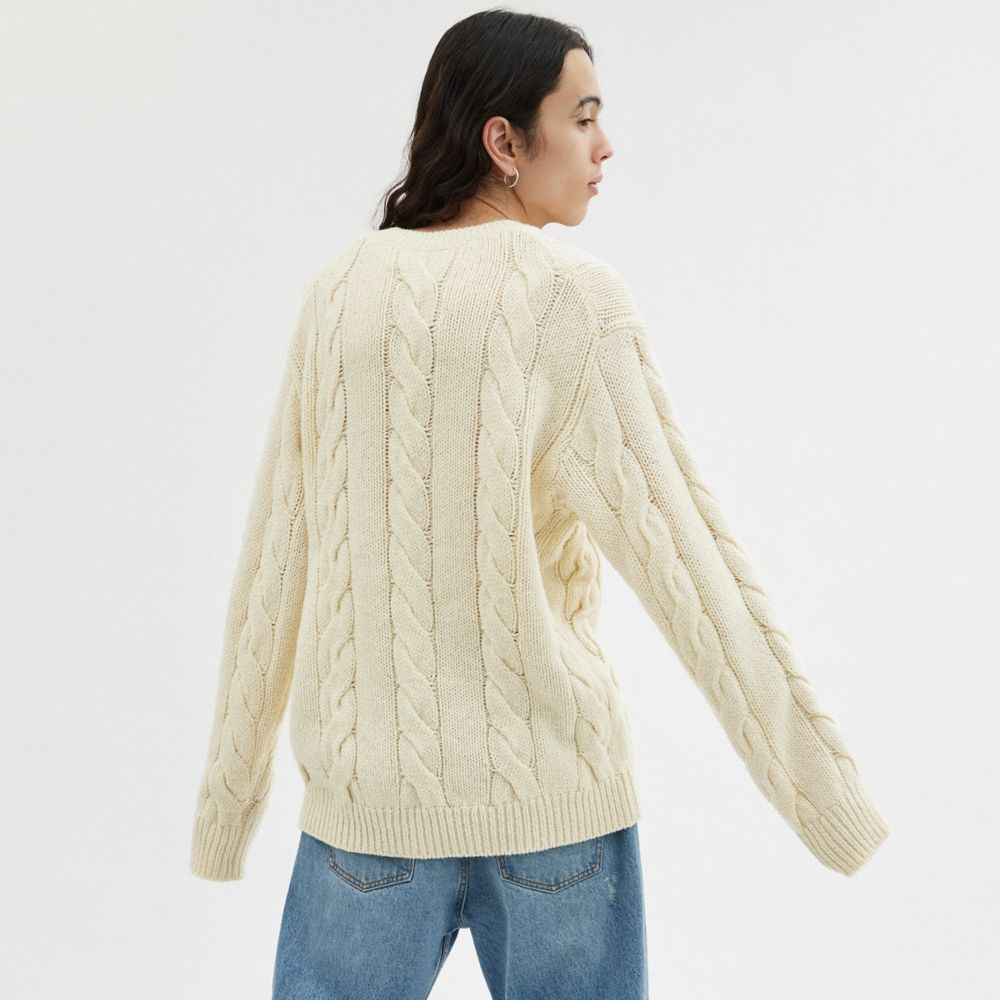 White Men Coach Signature In Recycled Wool Sweaters | NZ_CH13313