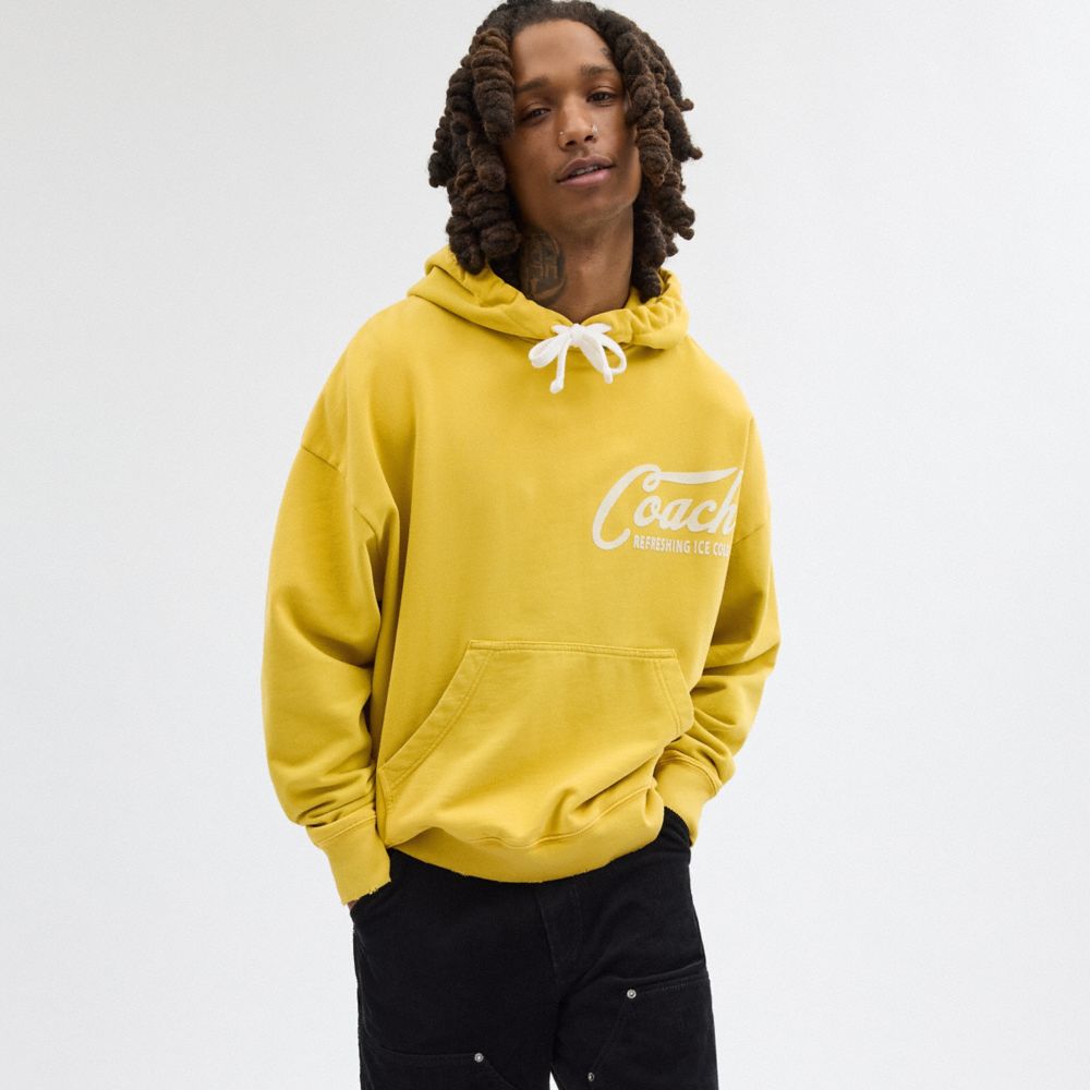 Yellow Men Coach Americana Hoodie | NZ_CH46641