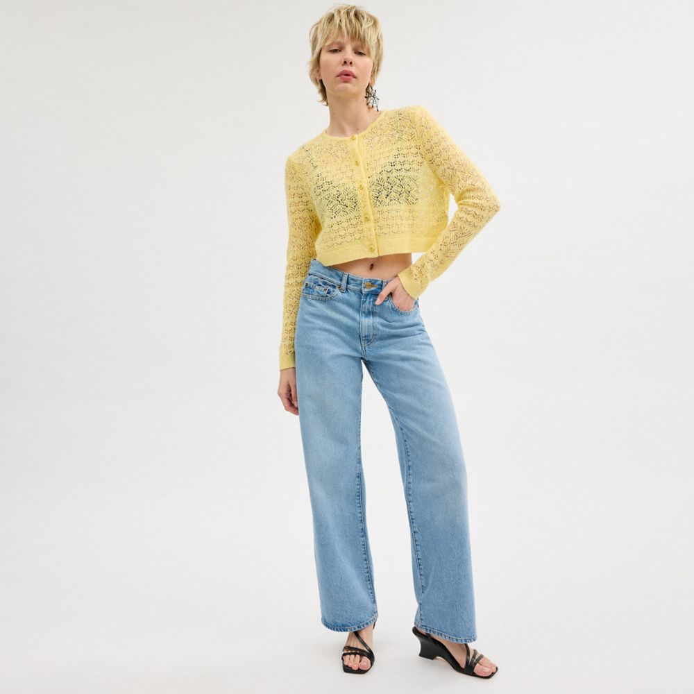 Yellow Women Coach Lace Knit Cardigan | NZ_CH22049