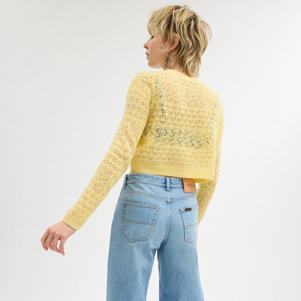 Yellow Women Coach Lace Knit Cardigan | NZ_CH22049