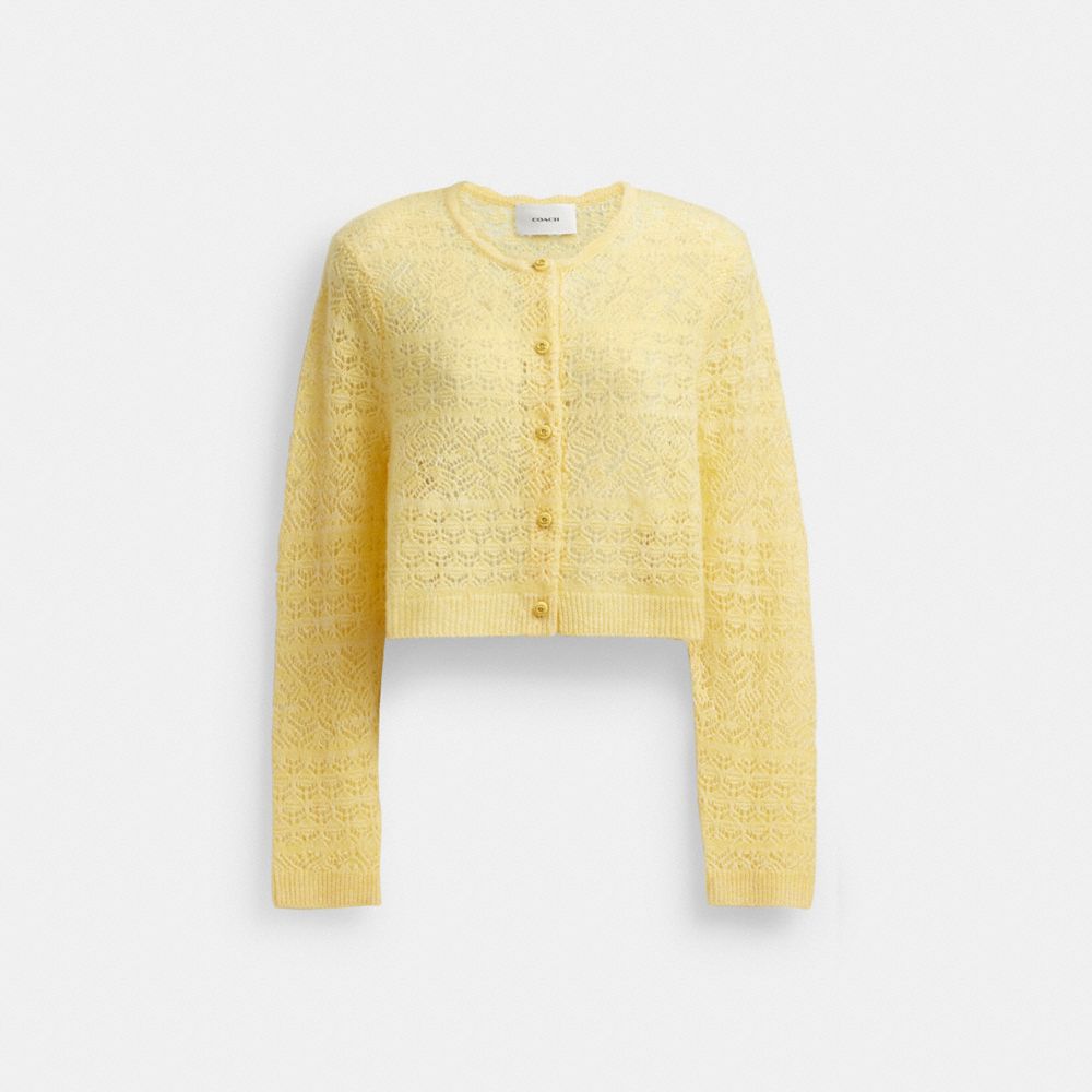 Yellow Women Coach Lace Knit Cardigan | NZ_CH22049